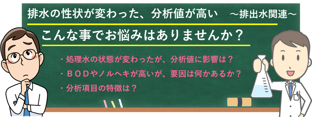 排水・処理水と分析値の関係、原因や基準などのお悩みはありませんか？